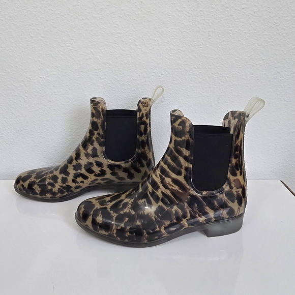 J. Crew Leopard Animal Print Chelsea Rain Boots Women's 6 - Picture 2 of 6